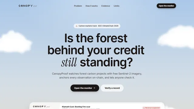 CanopyProof: is the forest behind your credit still standing?