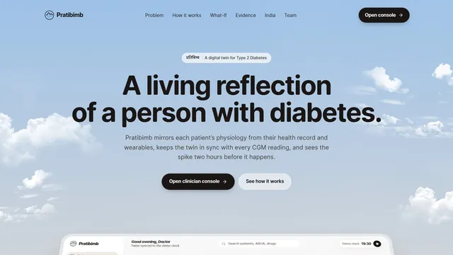Pratibimb digital twin landing page